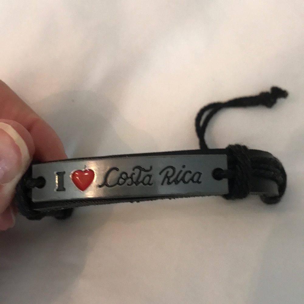 Adjustable I love Costa Rica black bracelet